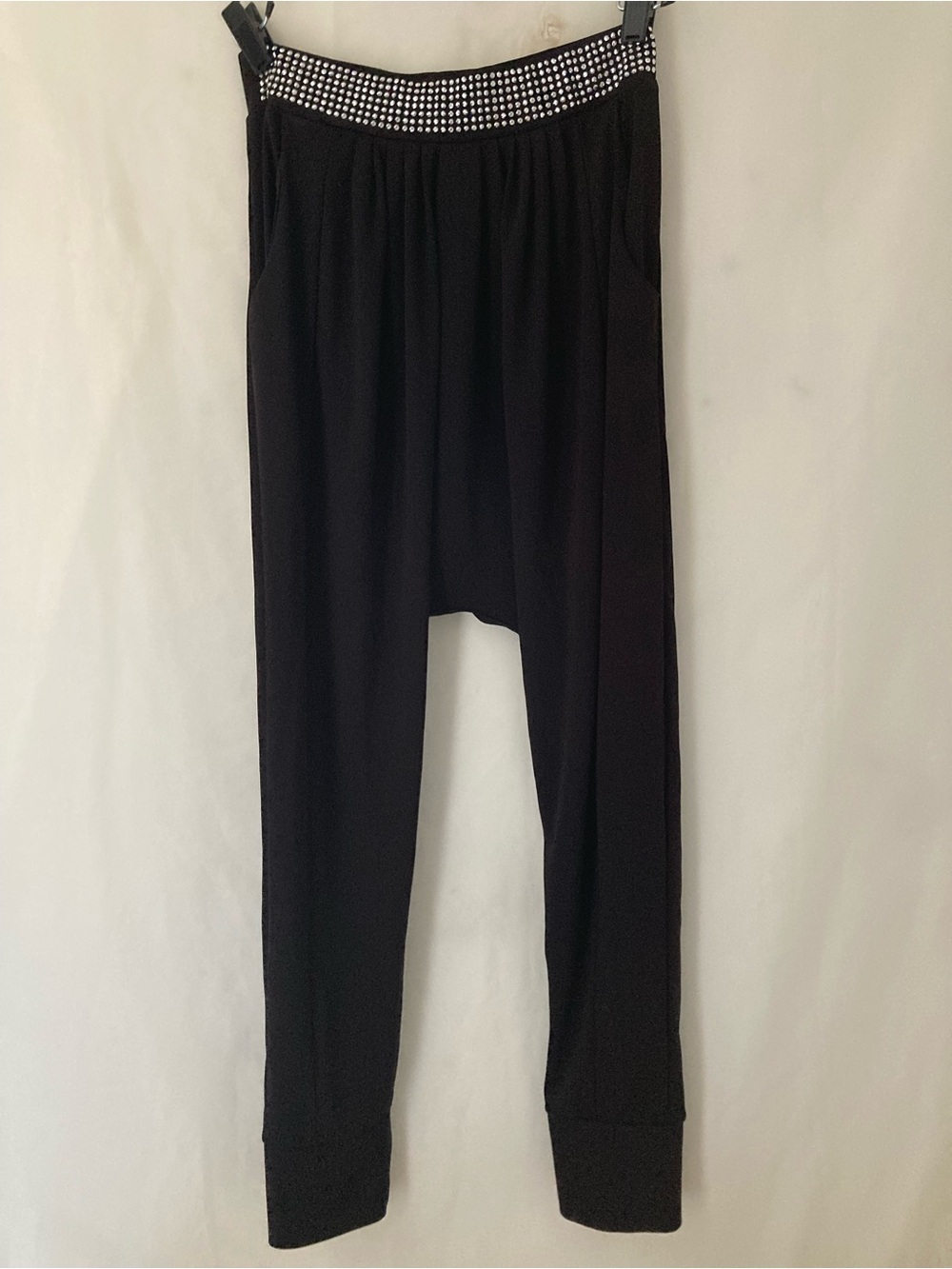 Hangar-29 Black Rhinestone Waist Harem Jogger Pants Size Small Y2K